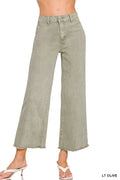 Acid Washed Wide Pants Lt Olive