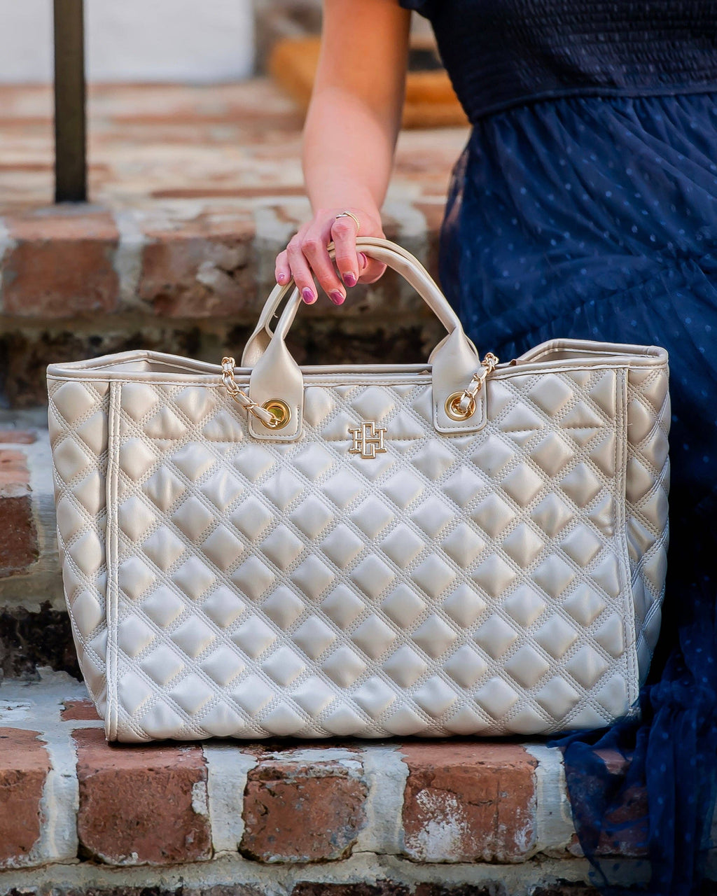 Caroline Hill Melissa Tote Bag Pearl