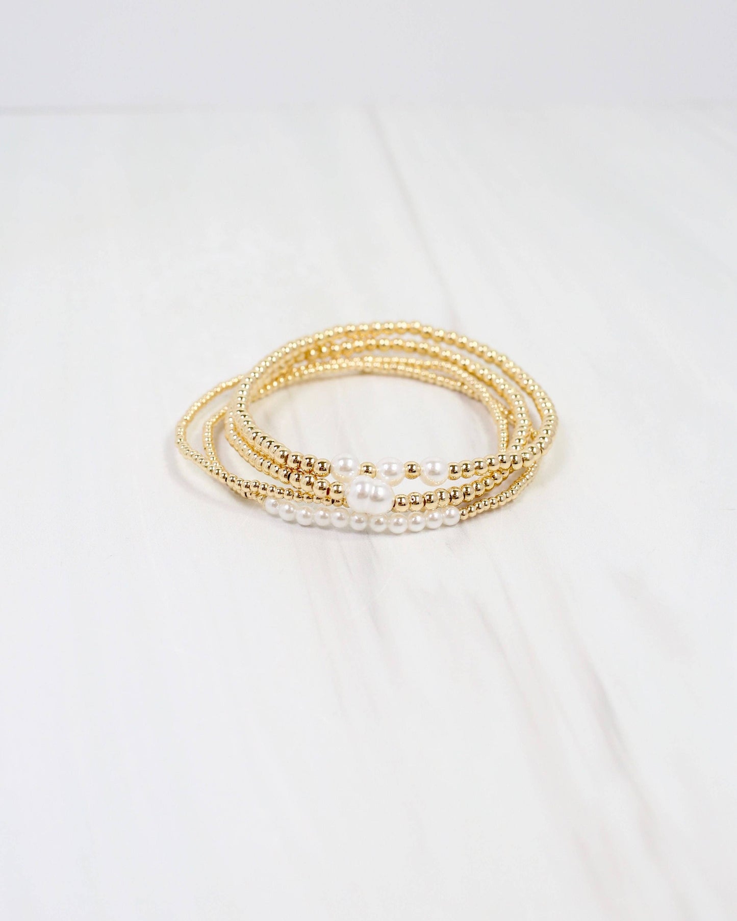 Caroline Hill Pearl Gold Beaded Bracelet Set