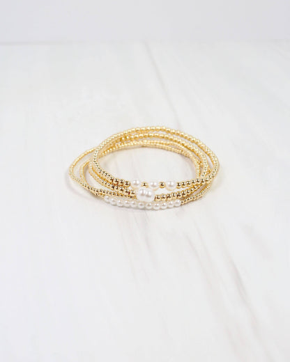 Caroline Hill Pearl Gold Beaded Bracelet Set