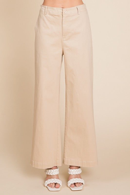Khaki Wide Flare Pants