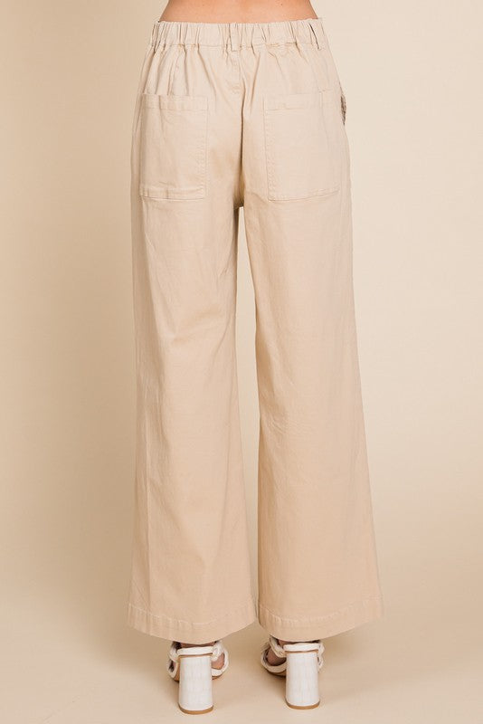 Khaki Wide Flare Pants