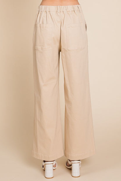 Khaki Wide Flare Pants