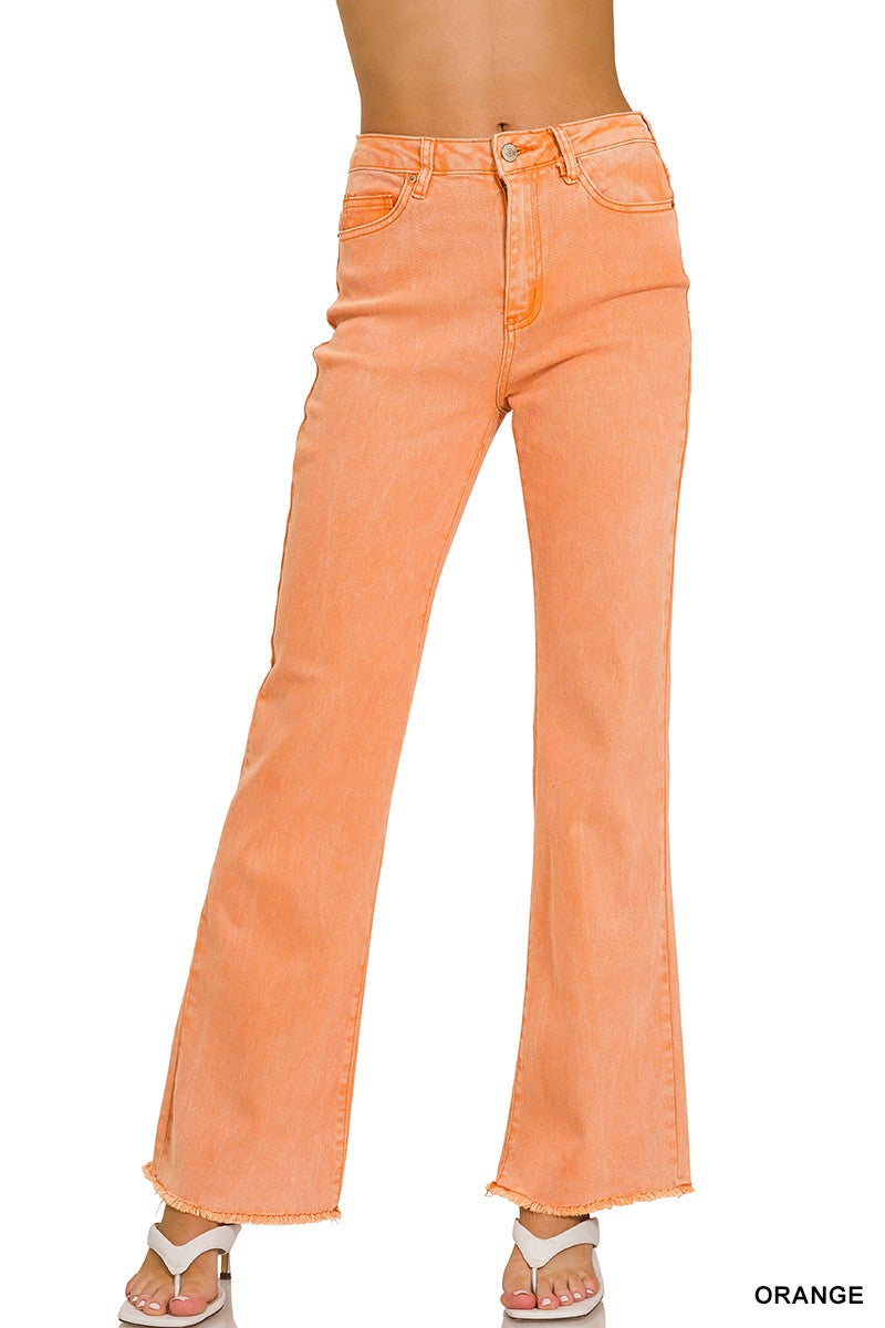 Acid Washed Wide Pants Orange