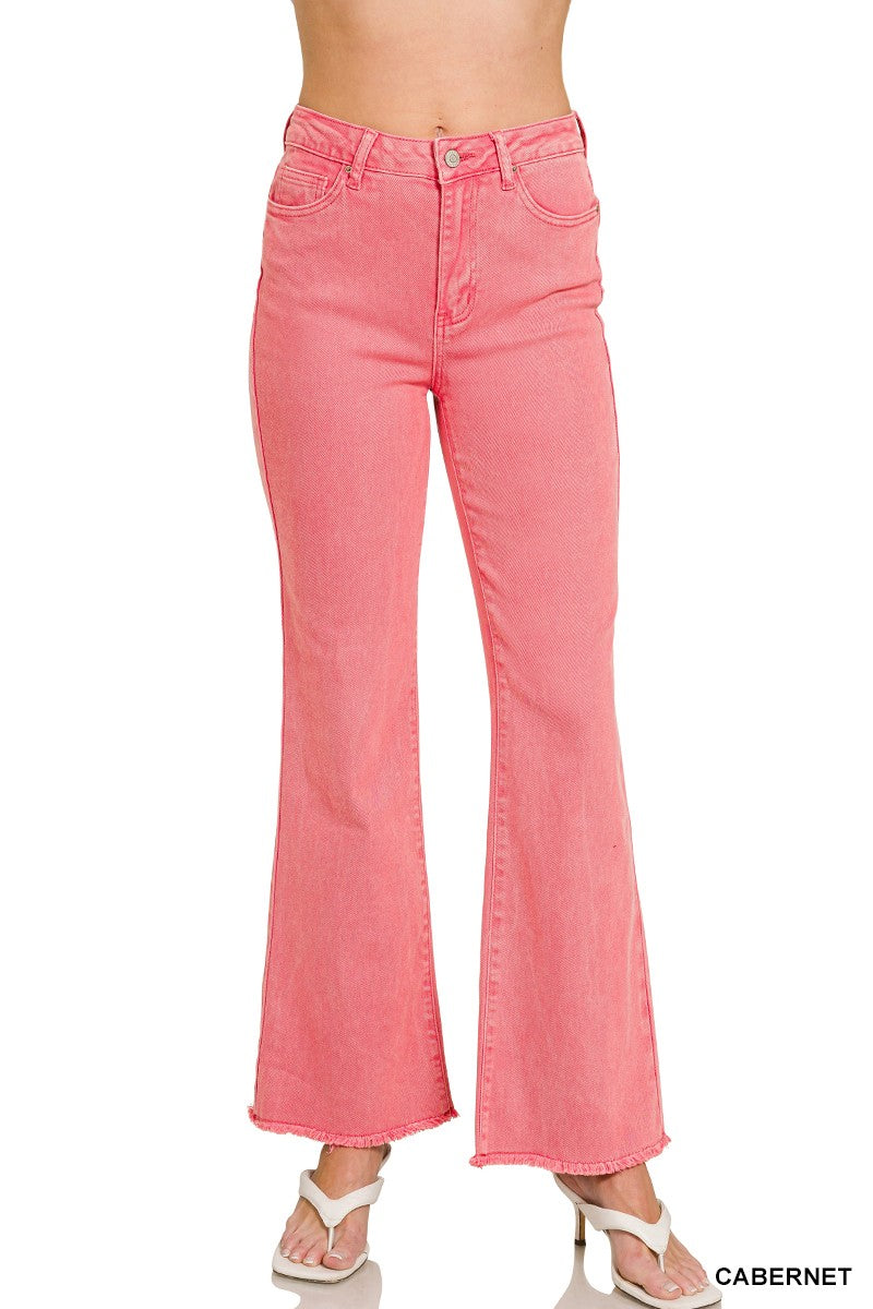 Acid Washed Wide Pants Cabernet
