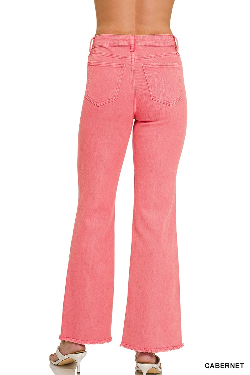 Acid Washed Wide Pants Cabernet