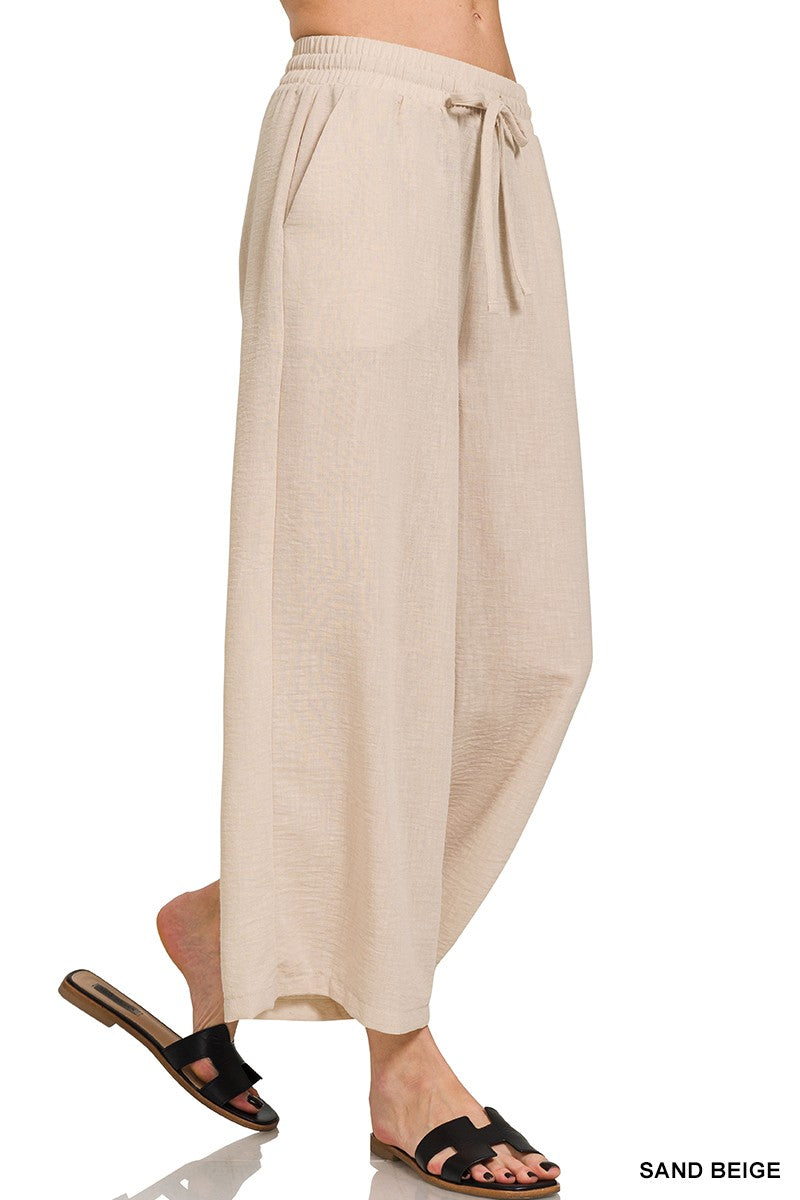 Cropped Pants Sand Beige