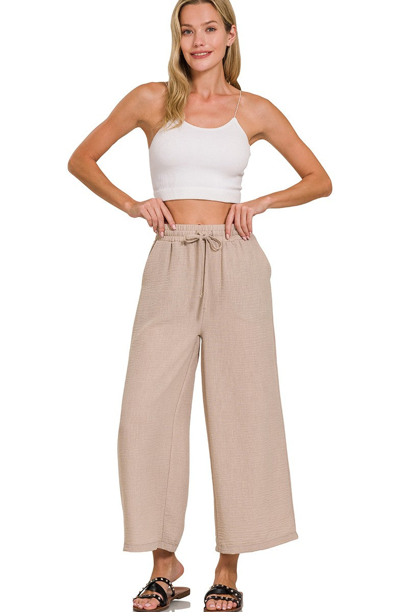Cropped Pants Sand Beige