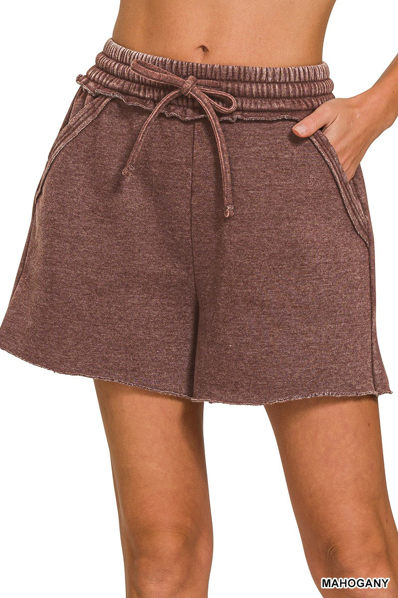 Fleece Shorts W/Pockets, Mahogany