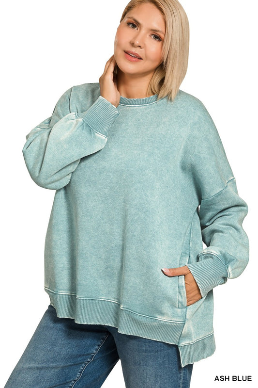 Plus Fleece Hi-low Hem Pullover