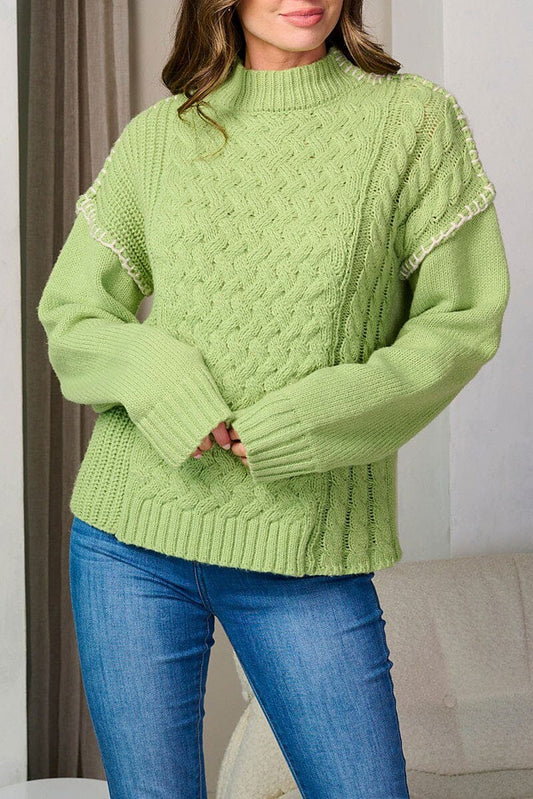 Mock Neck Detailed Sweater Lime