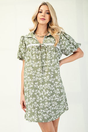 Floral Puff Sleeve Mini Dress
