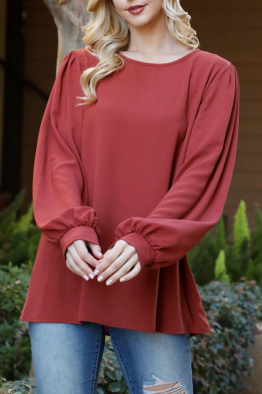 Puff Long Sleeve Blouse Rust