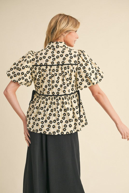 Floral Puffed SS Top
