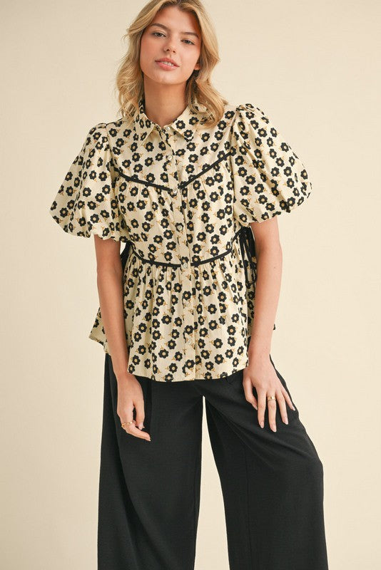 Floral Puffed SS Top