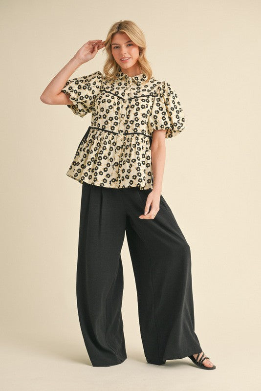 Floral Puffed SS Top