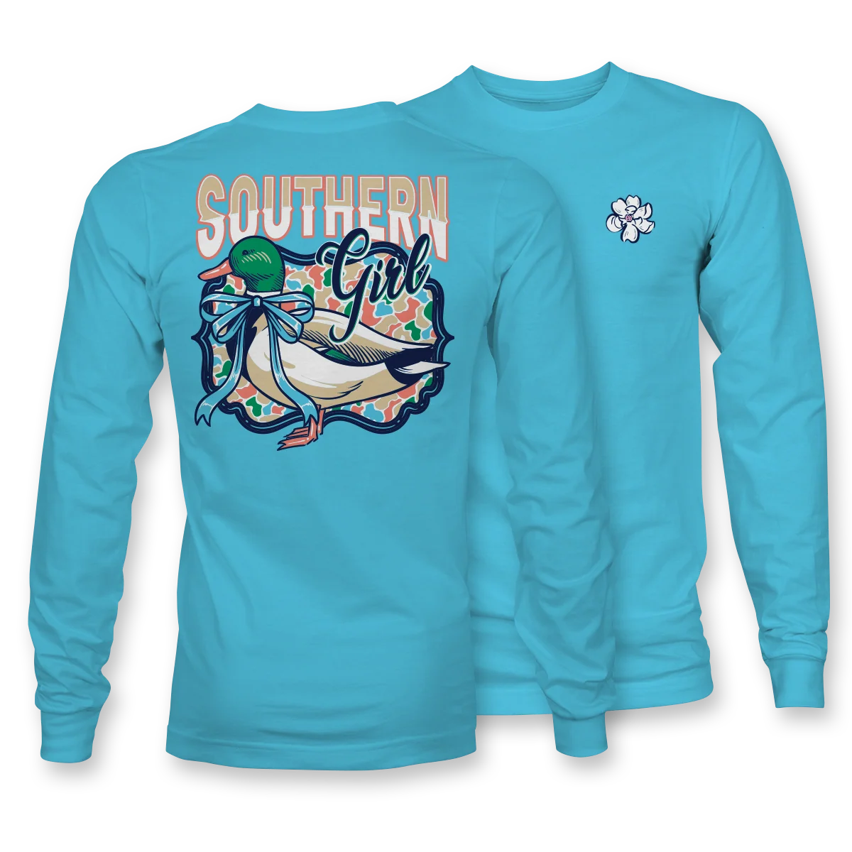 Southern Girl Duck Tee LS Aquatic