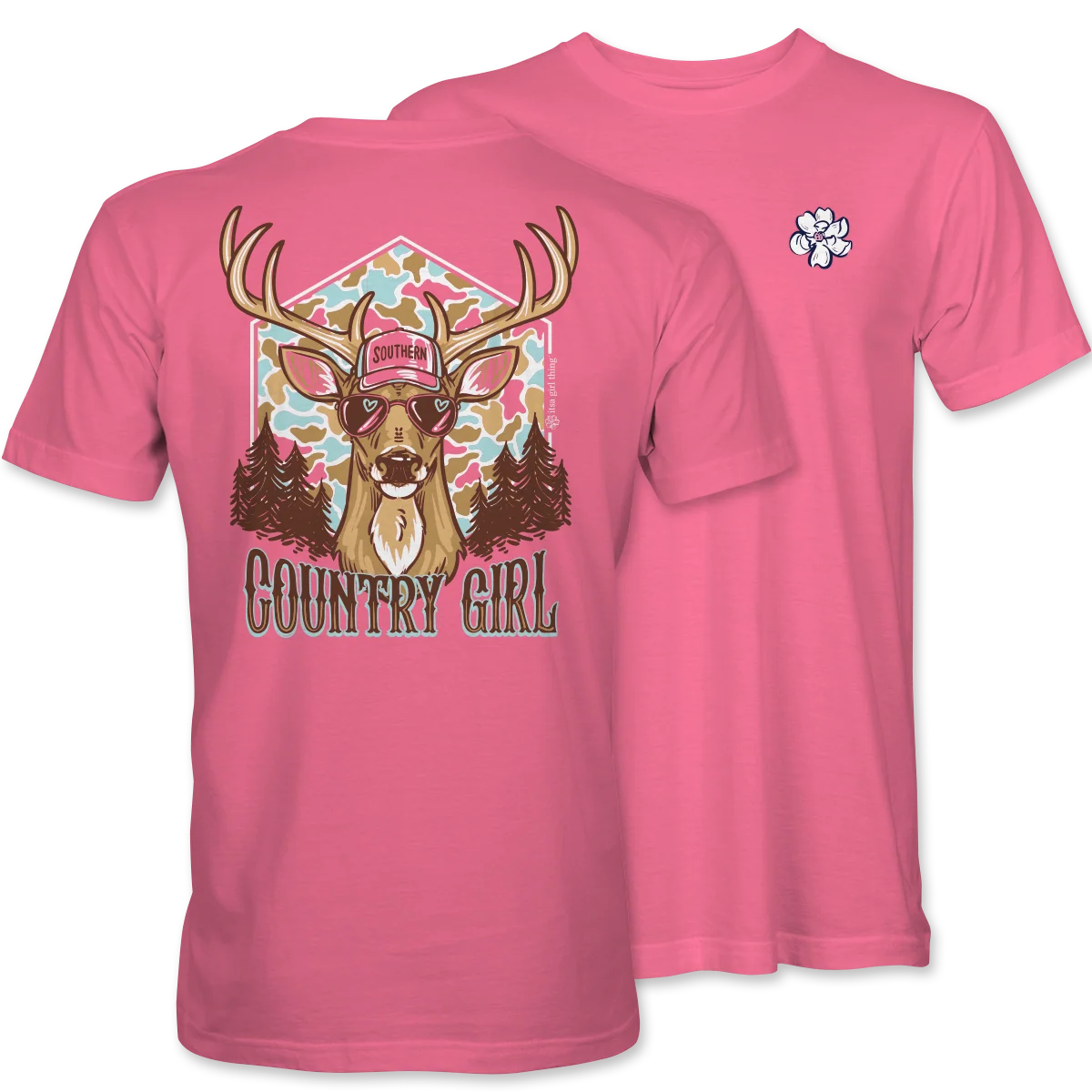 Southern Girl Deer Tee Pink