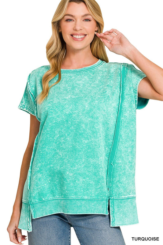 Terry Hi-low Top Turquoise