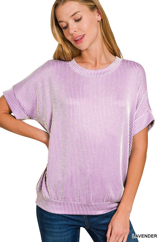 Corded Rib SS Top-Lavender