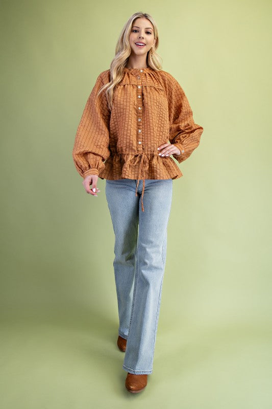 Textured Button Up Top