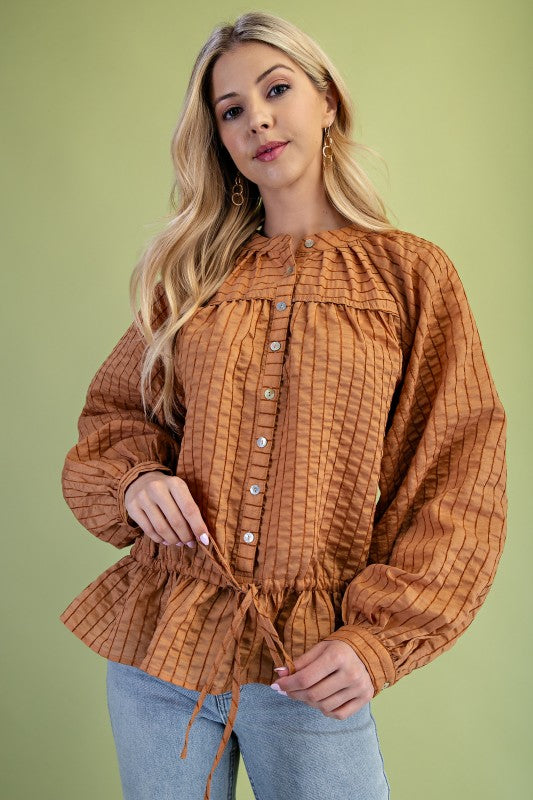 Textured Button Up Top