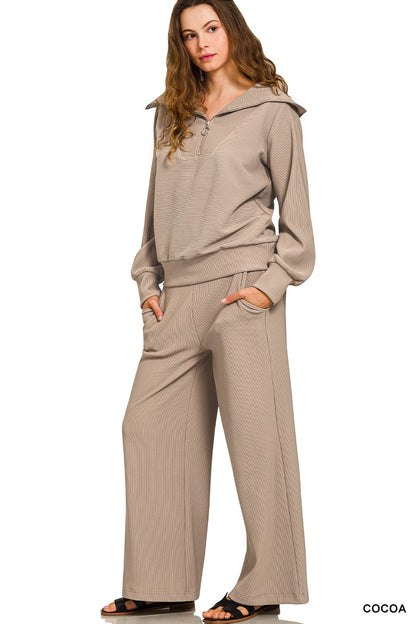 Half Zip Pullover Set Cocoa