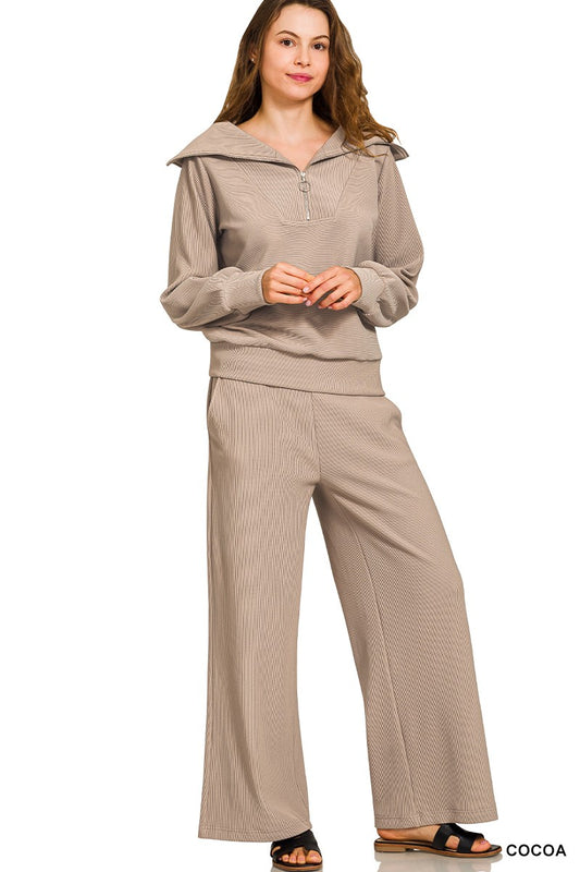 Half Zip Pullover Set Cocoa