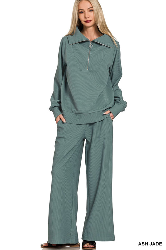 Half Zip Pullover Set Ash Jade
