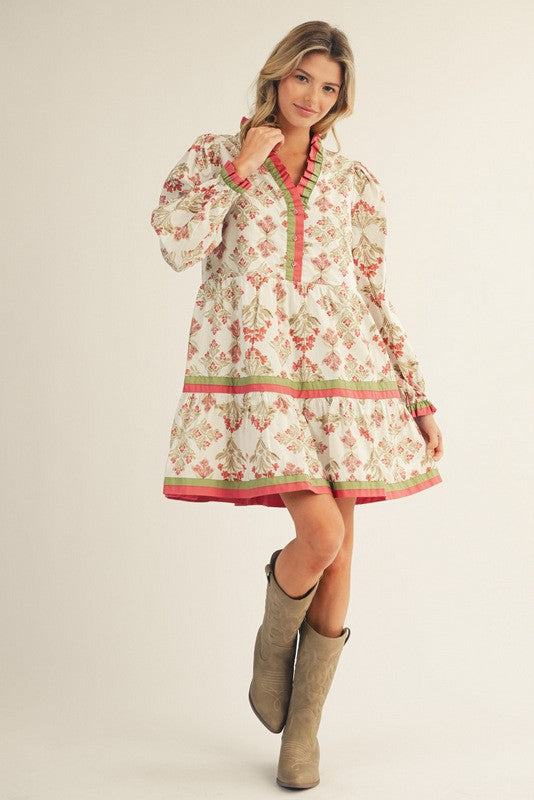 Ruffle Detail Floral Tiered Dress