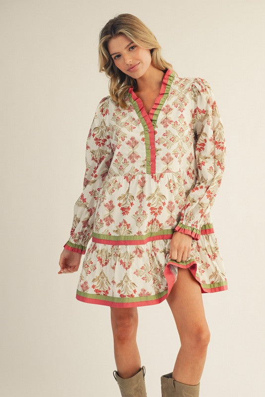 Ruffle Detail Floral Tiered Dress