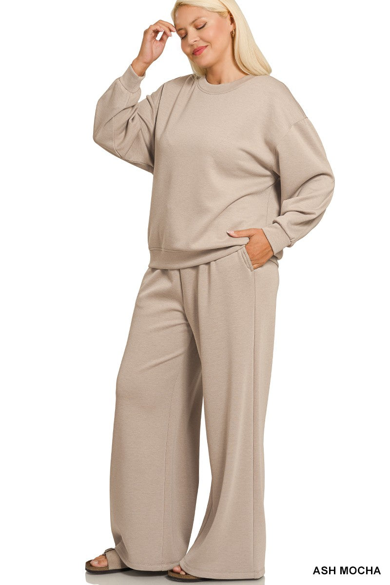 Plus Scuba Crewneck Pullover & Pants Set