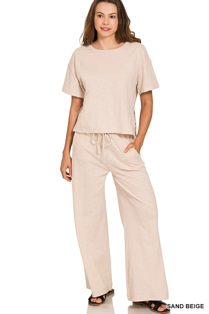 Cotton Slub SS Tee & Pants Set