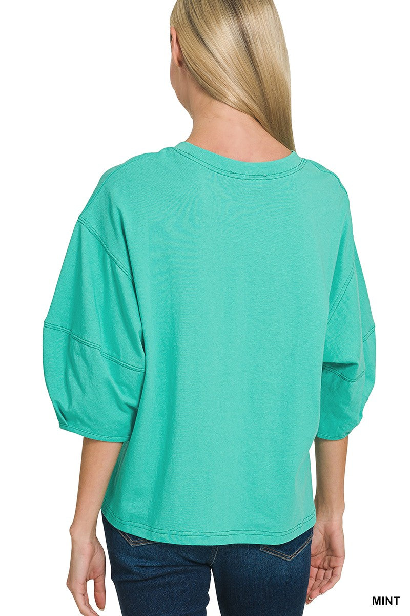3/4 Balloon Sleeve Top, Mint