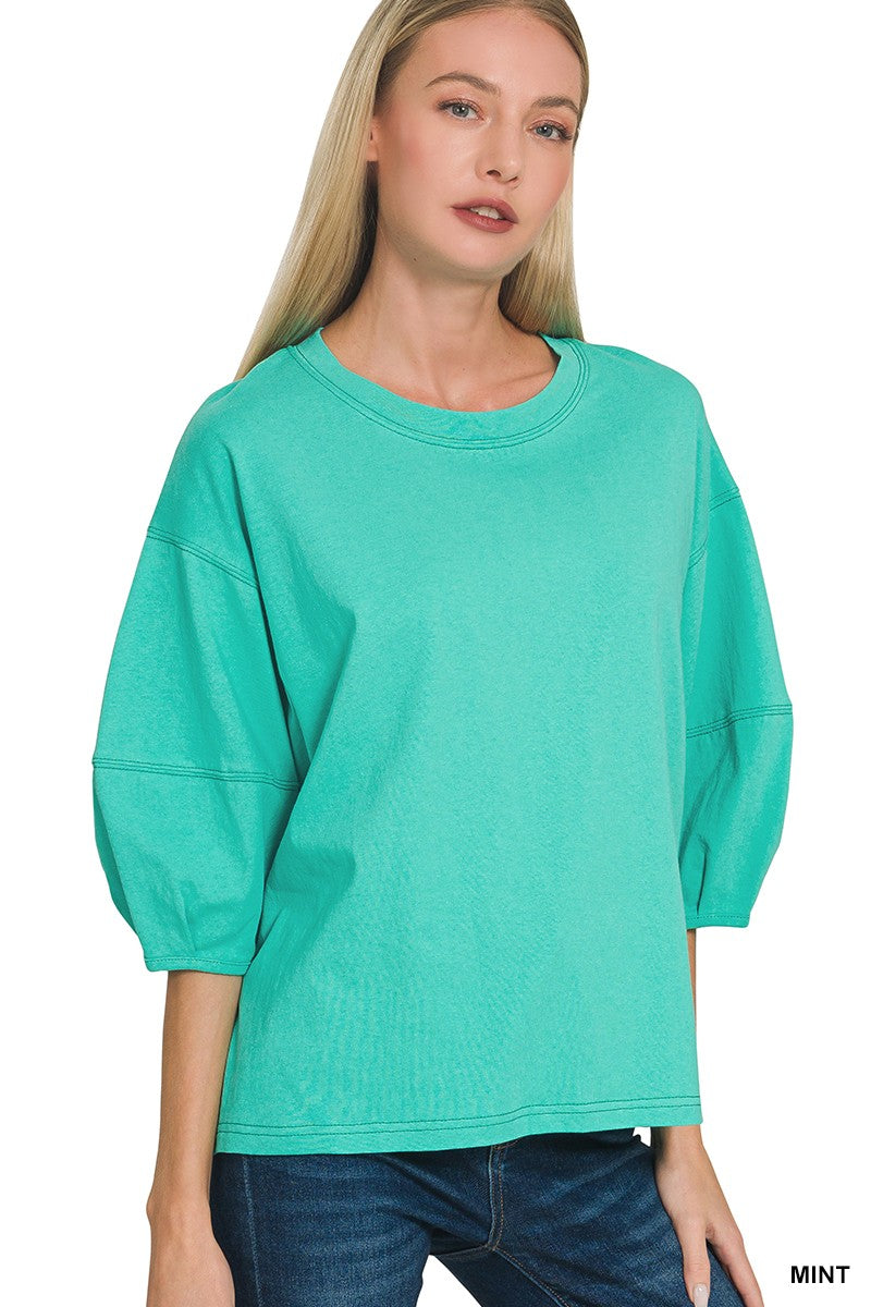 3/4 Balloon Sleeve Top, Mint