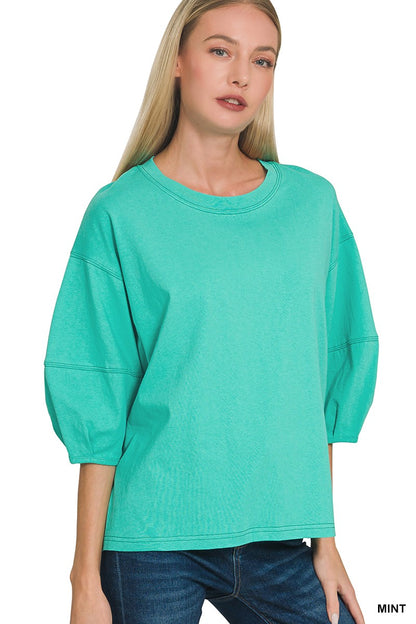 3/4 Balloon Sleeve Top, Mint