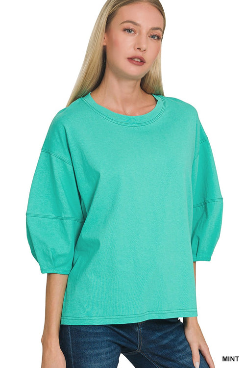 3/4 Balloon Sleeve Top, Mint