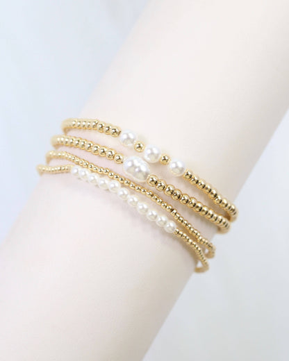 Caroline Hill Pearl Gold Beaded Bracelet Set