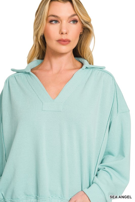 French Terry Collared Pullover