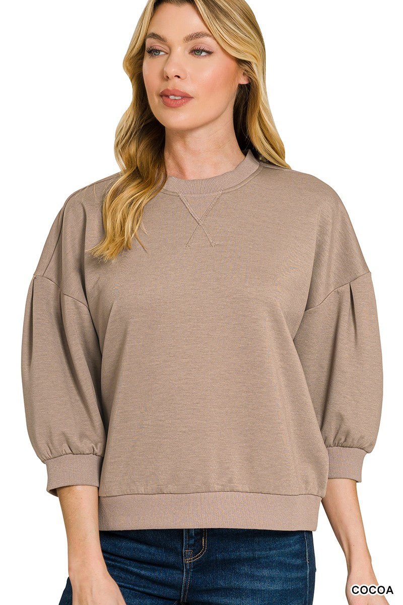 Scuba Dolman Sleeve Pullover, Cocoa