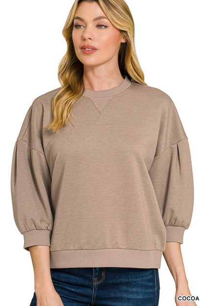 Scuba Dolman Sleeve Pullover, Cocoa