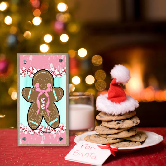 Pink Peppermint Gingerbread Driftwood Happy Block