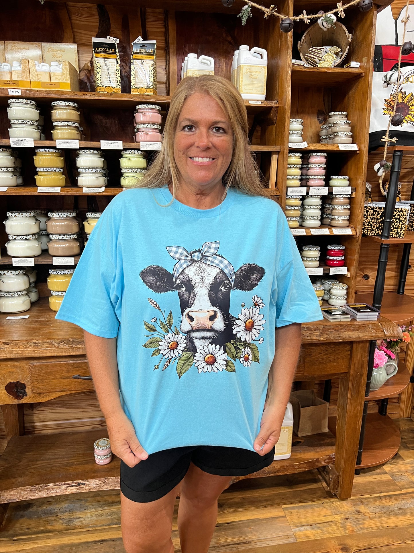 Gingham Cow Graphic T-Shirt