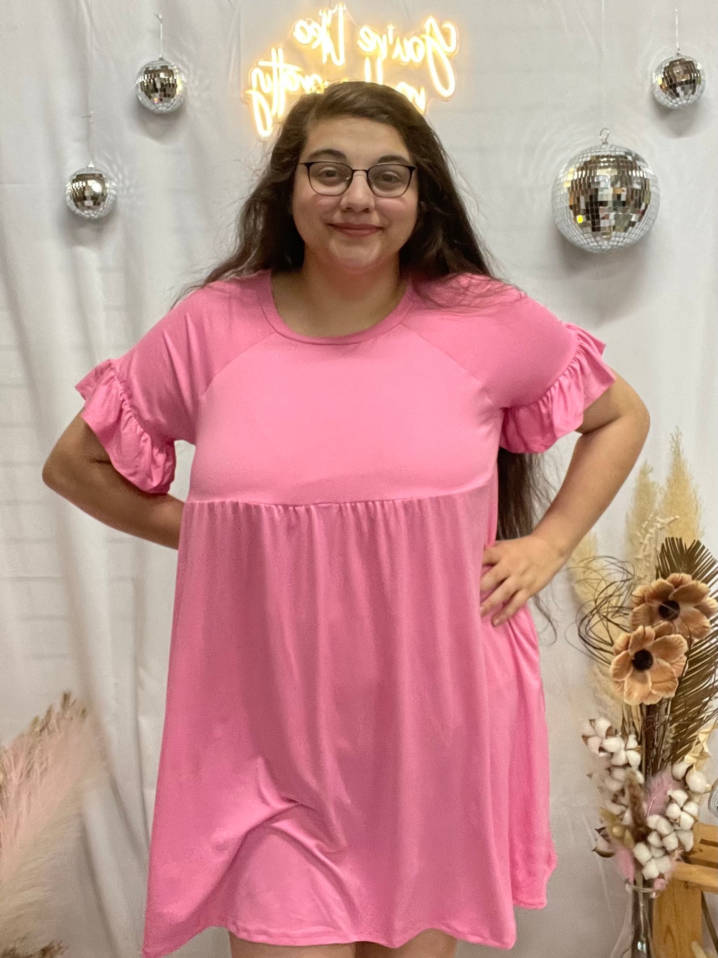 Babydoll Ruffle Dress Pink