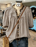 Plus Button Up Striped Cheetah Top