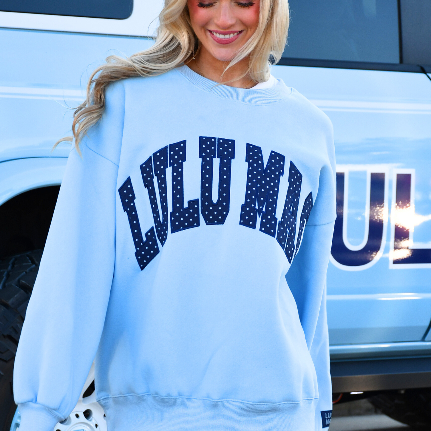 LuluMac Lt Blue/Navy Polka Dot Sweatshirt