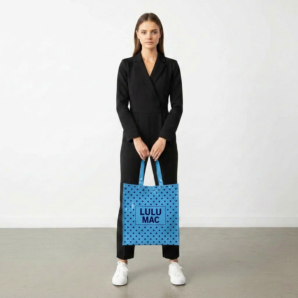Lulu Mac Tote, Blue/Dk Blue Dots