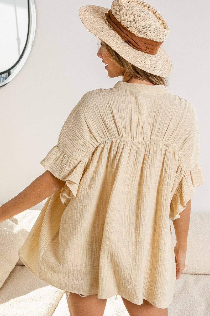 Wrinkle Gauze Top
