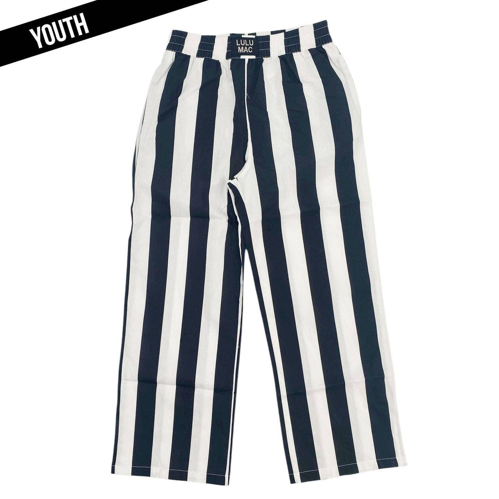 Lulu Mac Black-Kids Pants: Black/White Striped
