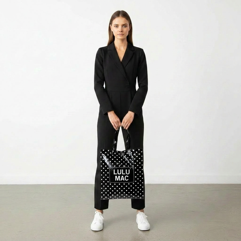 Lulu Mac Tote, Black/White Dots